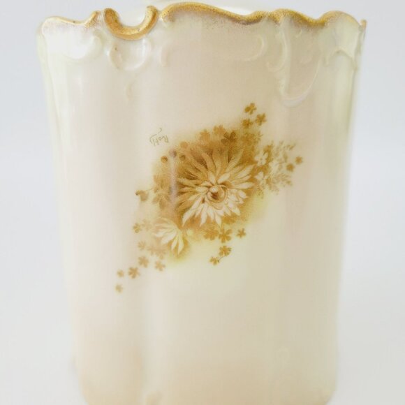 Antique Rosenthal Monbijou Brown & Green Floral Biscuit Cracker Cookie Jar - Picture 4 of 16